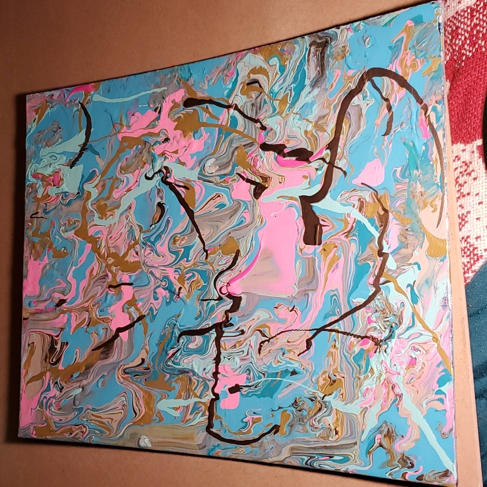 Painting abstract pouring